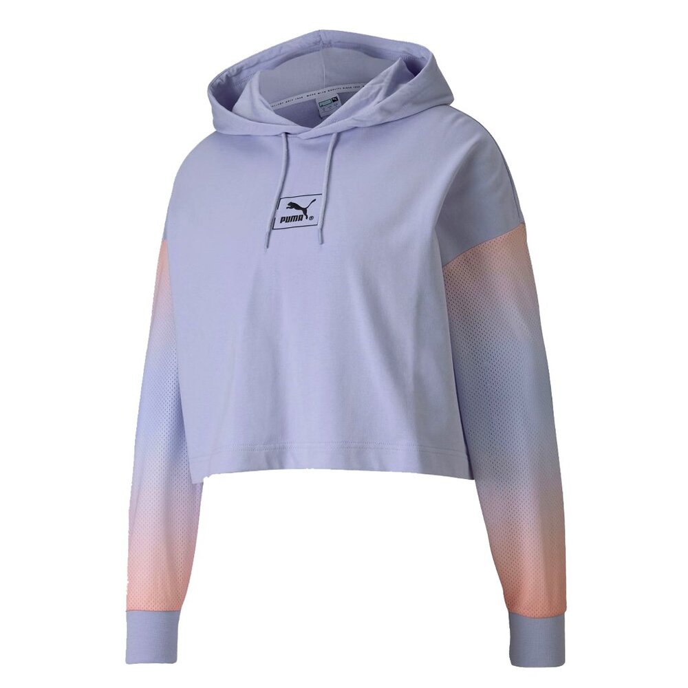 Puma Women Crop Hoodie Tie Dye Purple Size L  New With Tags